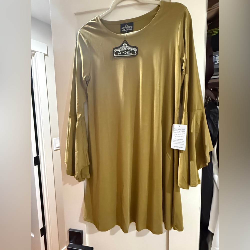 Angie Green (Chartreuse)  Ruffled Tunic Dress